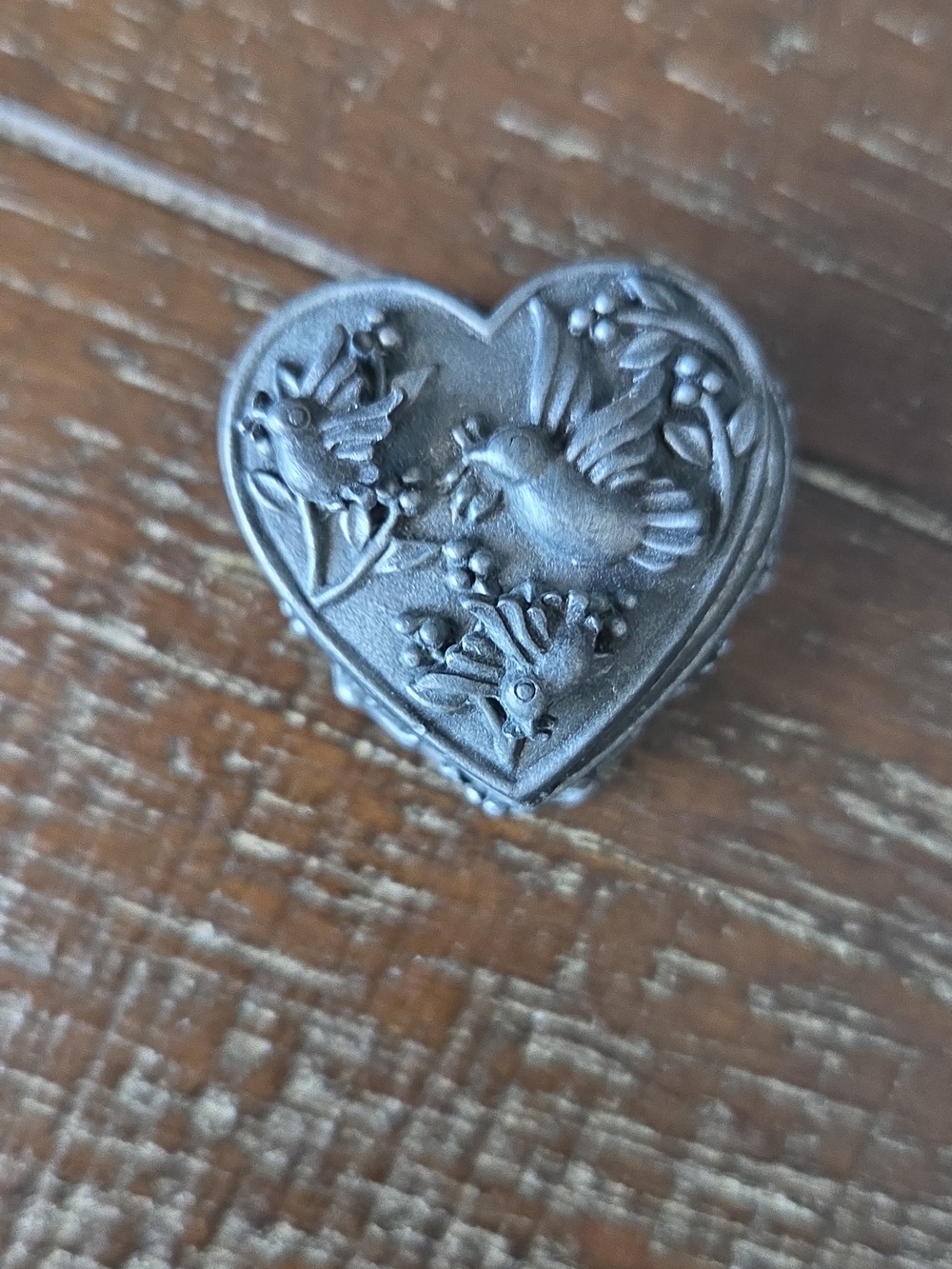 Vintage Torino Pewter Heart Trinket Box Set  Necklace, Earrings, Broach, NWOT